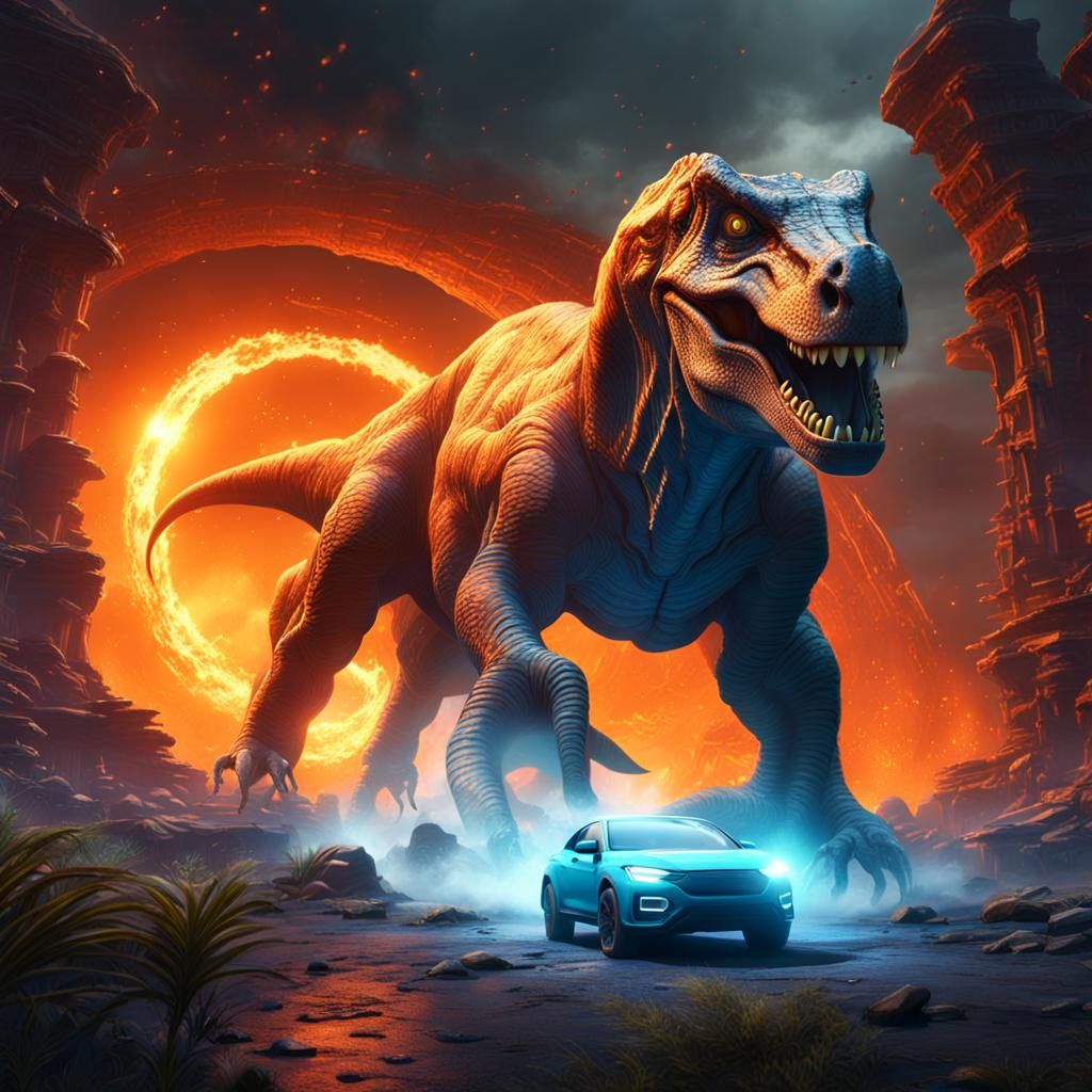 Car Time Portal to Dinosaurs: Matte Painting