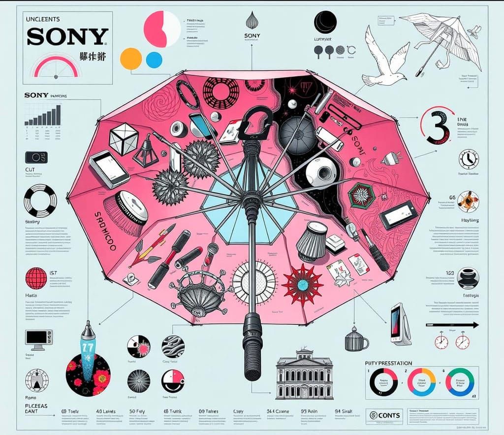 Aetherpunk Umbrella Blueprint in Intricate Japanese Style