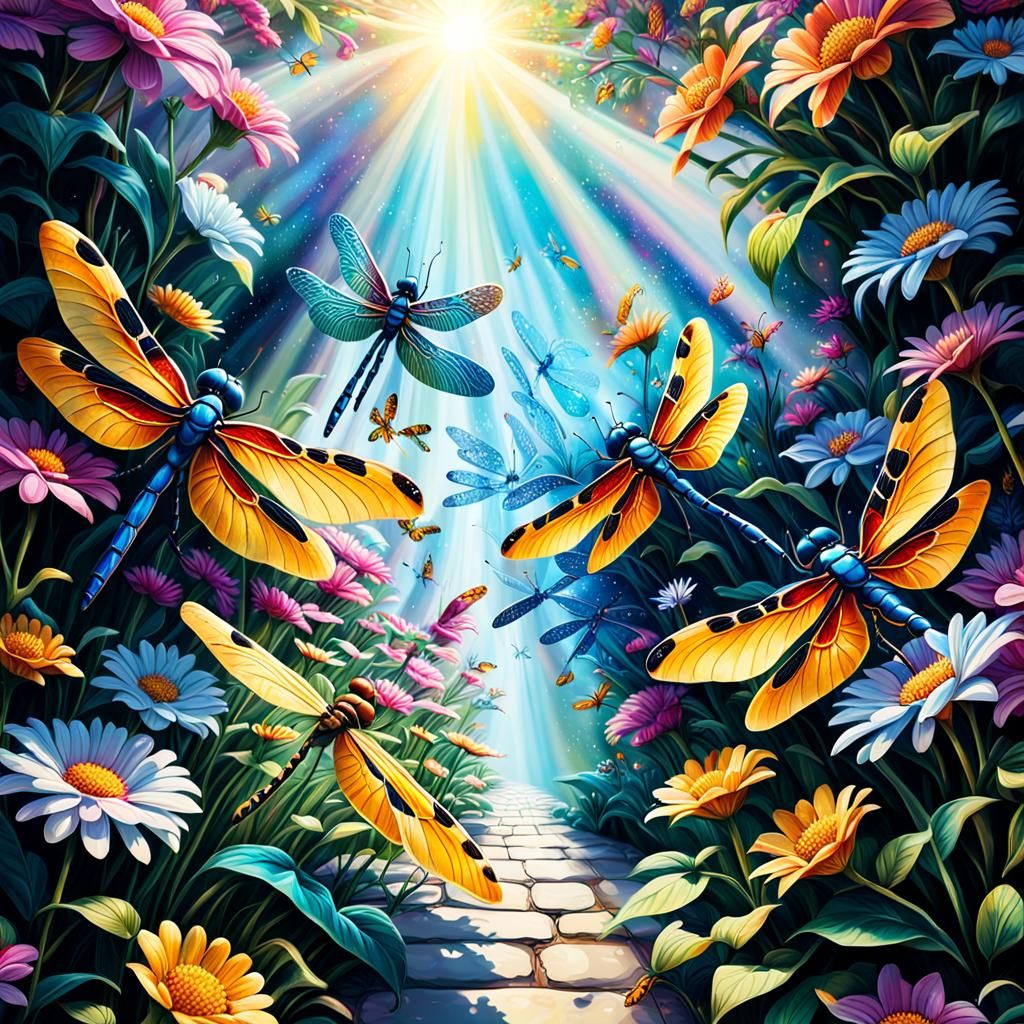 Vibrant Street Art: Dragonflies and Butterflies