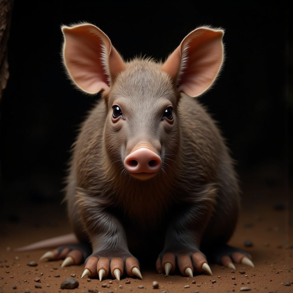 Hyperrealistic Aardvark Portrait in Wildlife Style