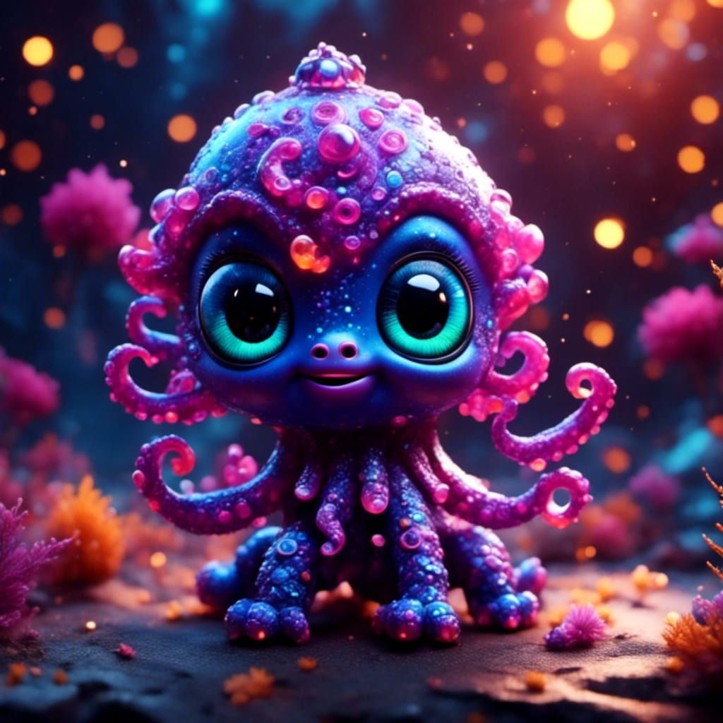Chibi Octopus in Pixar-Inspired 3D Art