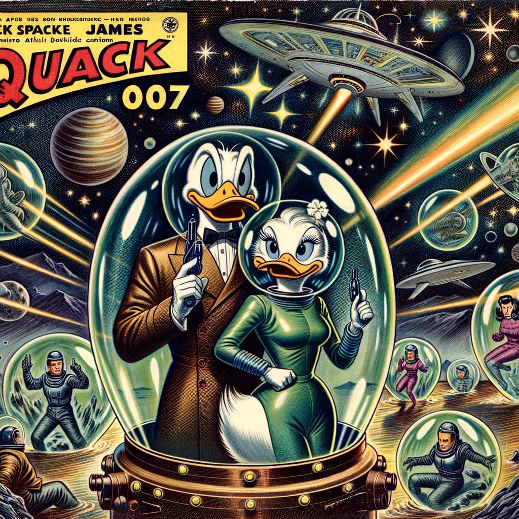 James Quack 007: Retro Sci-Fi Comic Cover