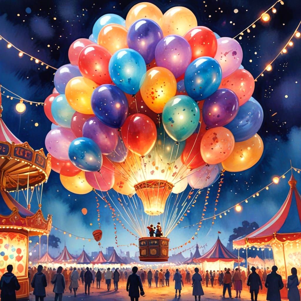 Heffalump and Woozle Balloons in Watercolor Style