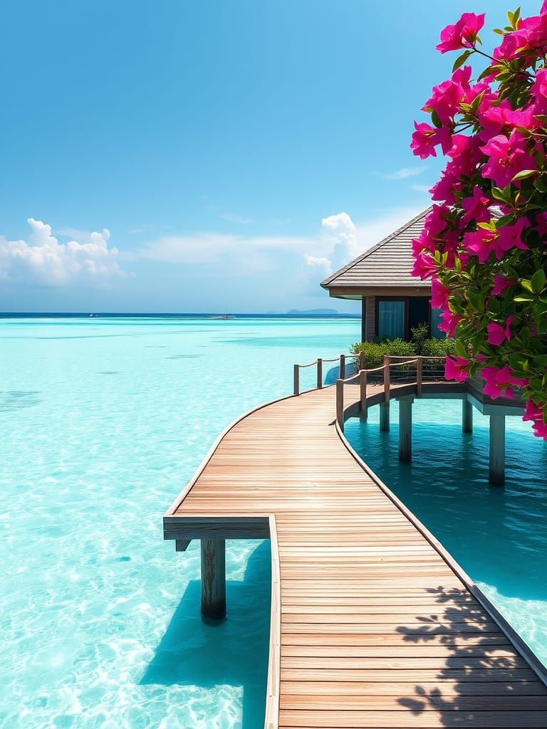 Maldives Overwater Bungalow in National Geographic Style