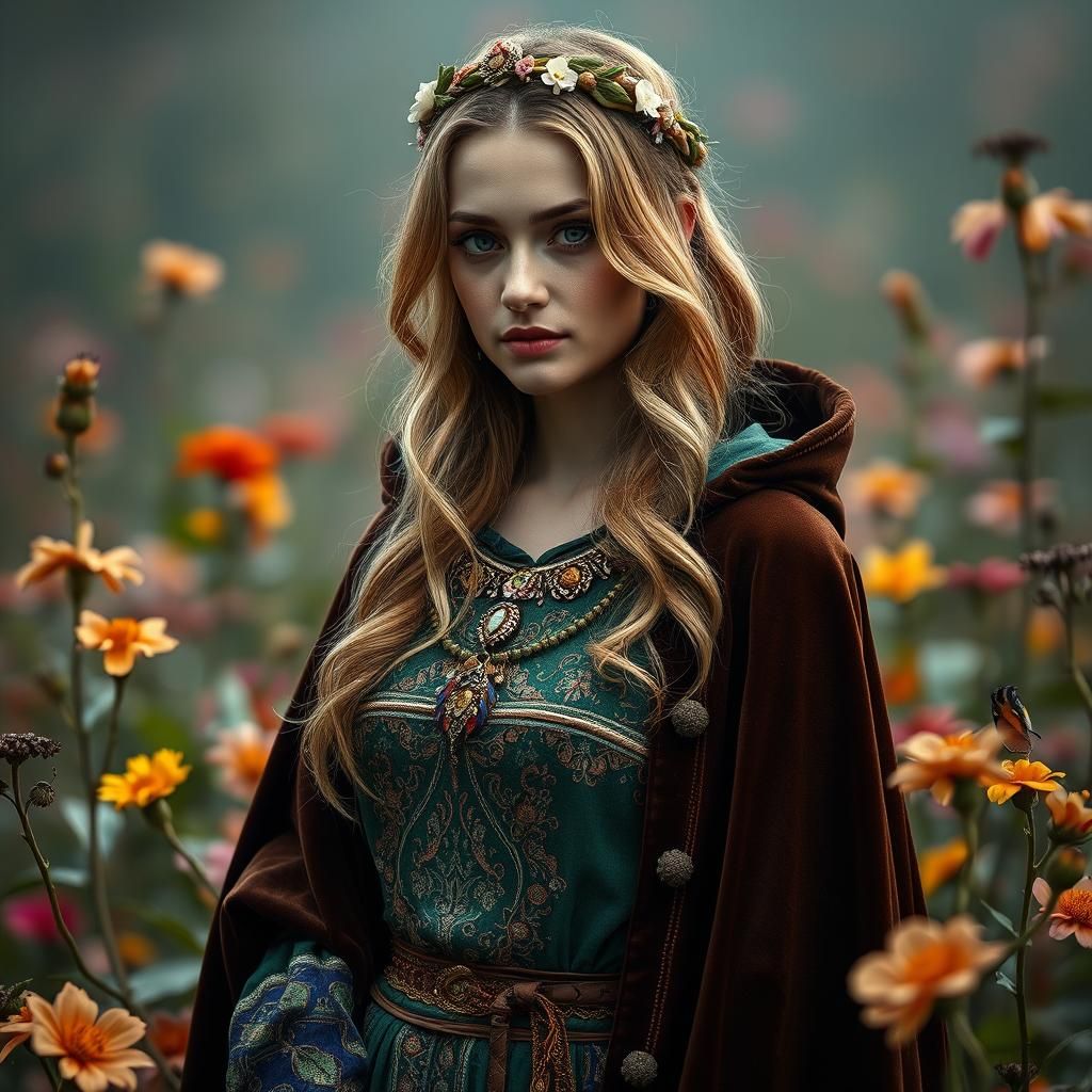 Lithuanian Goddess in Ethereal Candyland Landscape