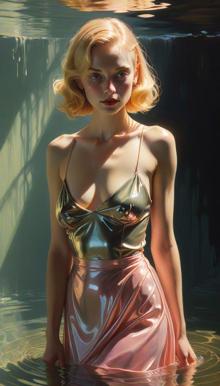 Pin-Up Woman in Luminous Twilight: Zorn & Monks Inspired