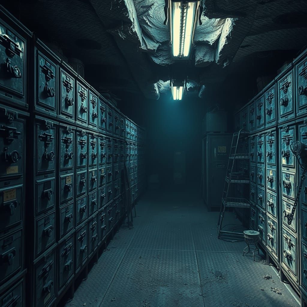 Surreal Archive Chamber in High-Contrast Drama