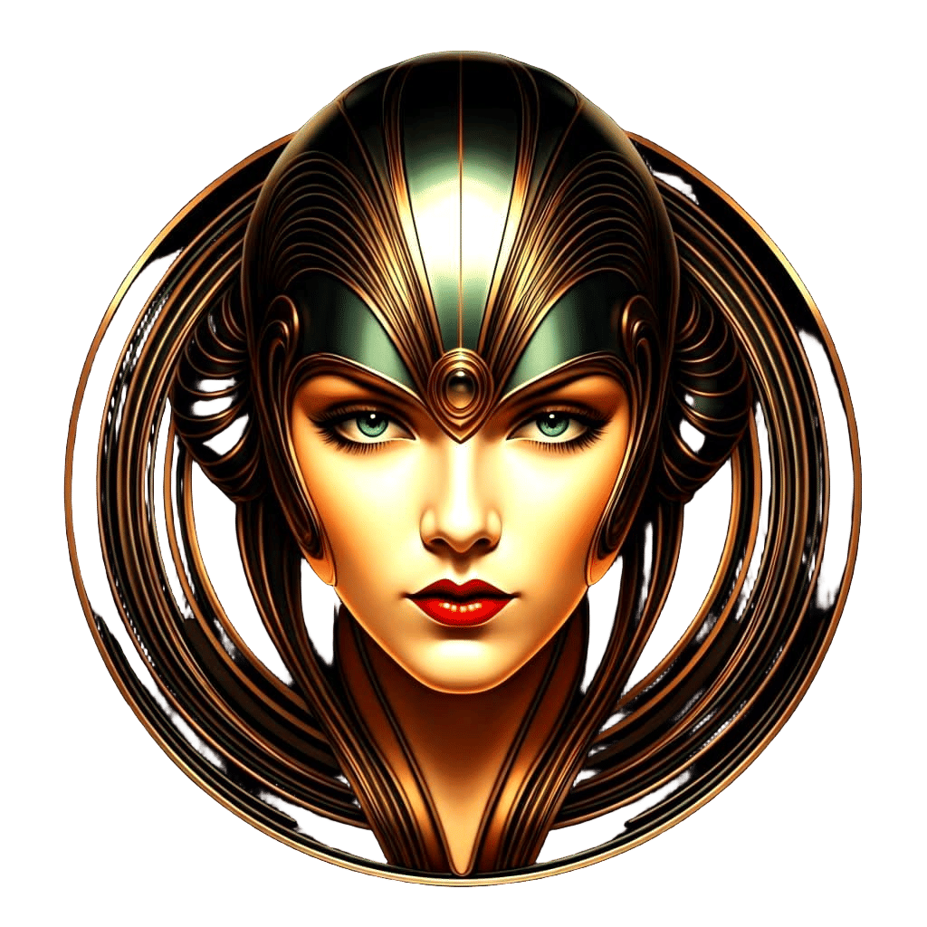 Glamorous Art Deco Lady in Retro Futuristic Aura