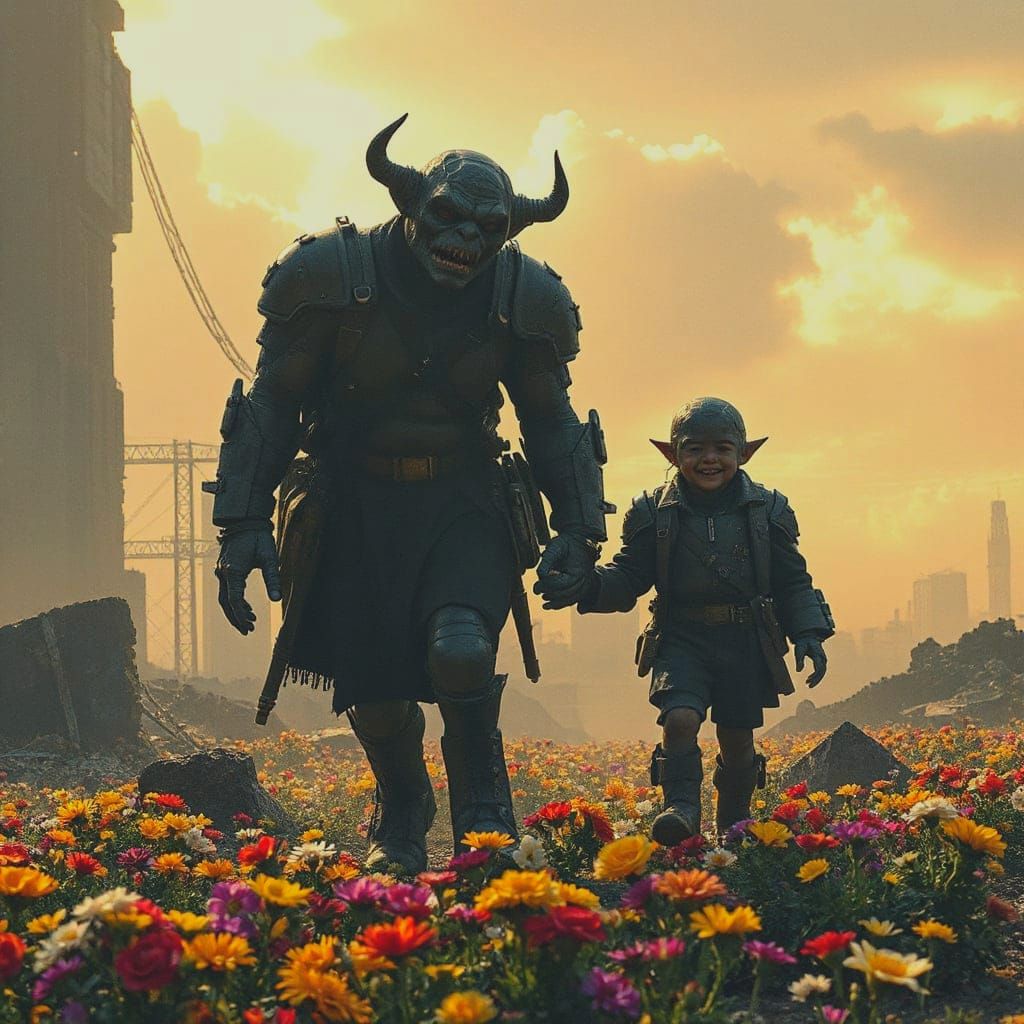 Cyberpunk Orcs Find Hope in Ruined World