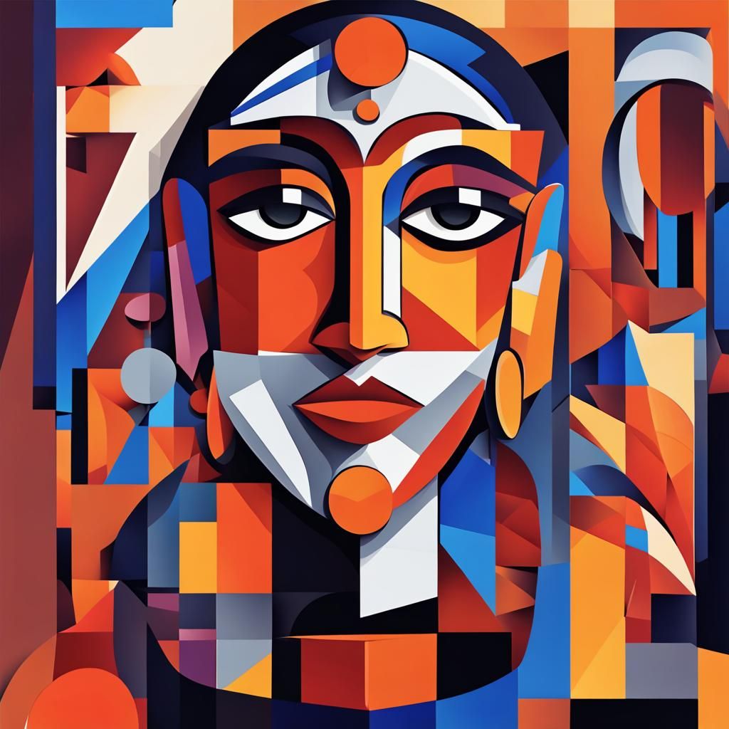 Cubist Painting of India in Art Deco Style