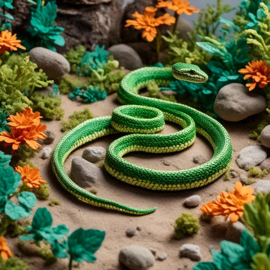 Kirigami Dollar Snake on Painted Rocks