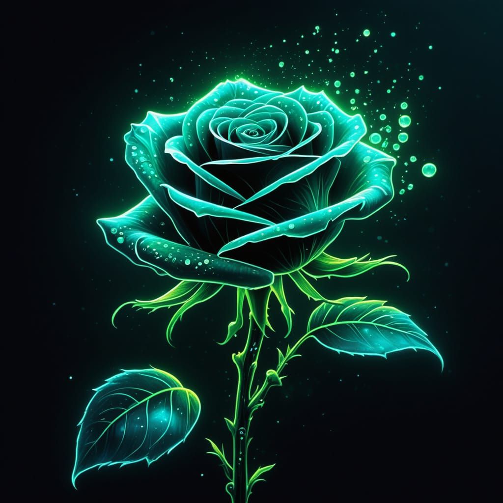 Magical Neon Green Rose in Ethereal Garden