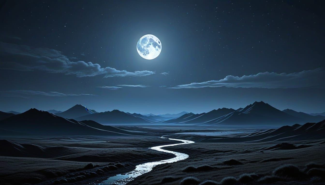 Serenely Lit Mongolian Plains