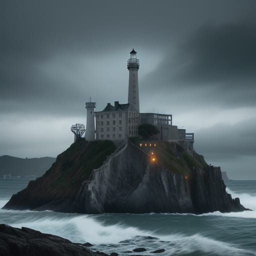 Alcatraz Prison Concept Art: Gothic Island Fortress