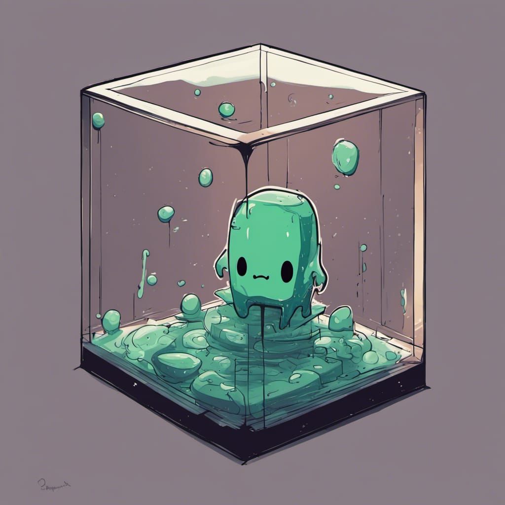 Cute Slime in a Cube: Minimalist Vector Art