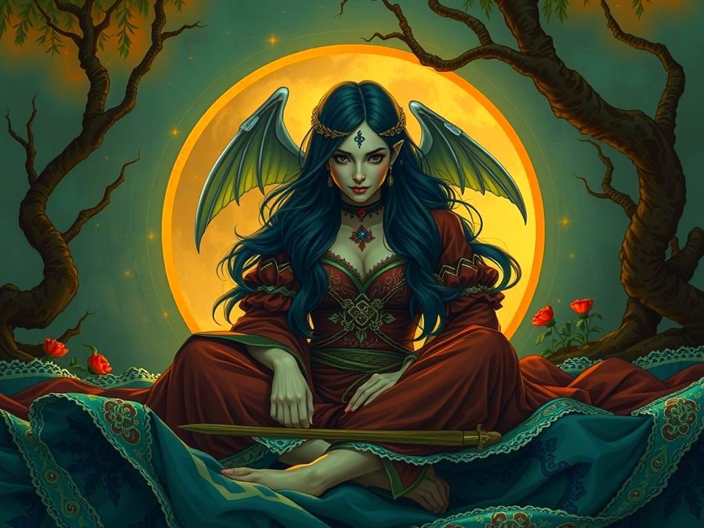 Lady of Shalott in Ukiyo-e Style