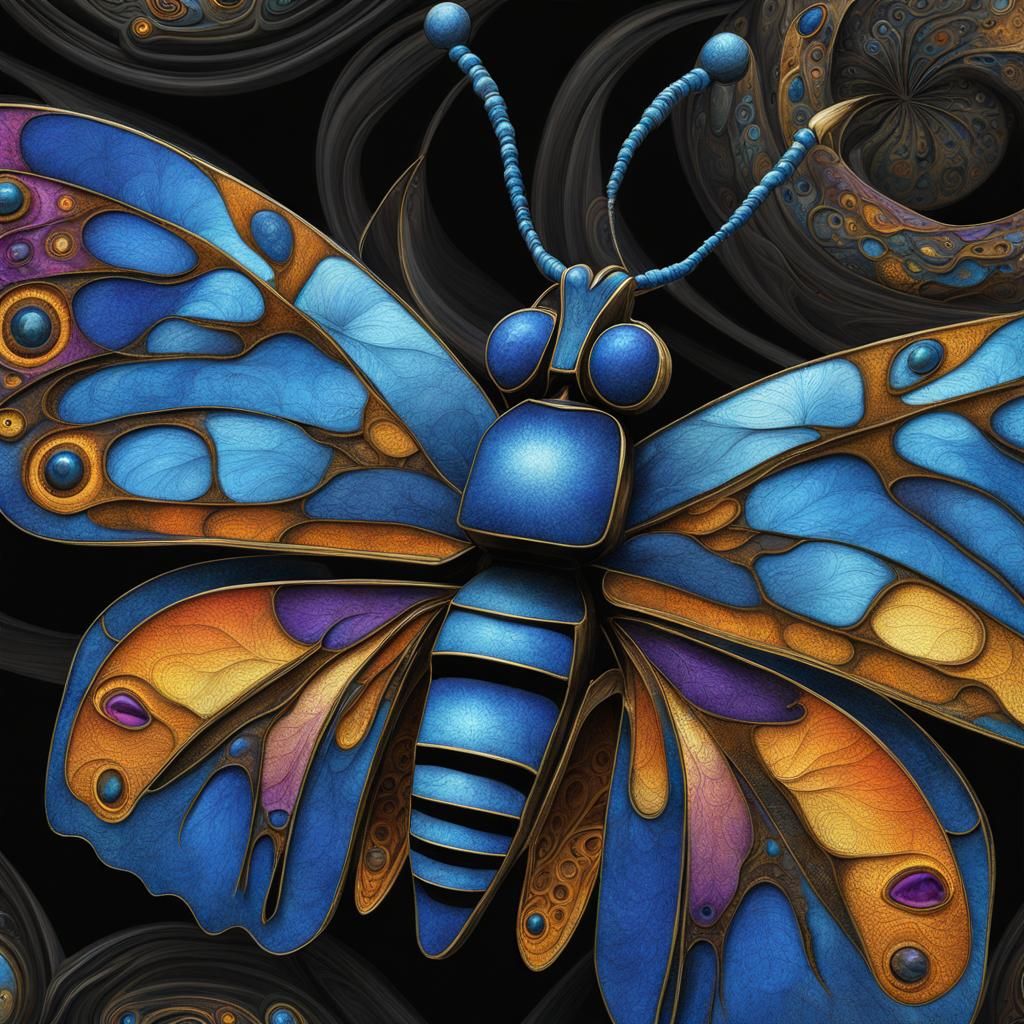 Butterfly surrealism Intricate fractal patterns Fantastic fractals beetle by Greg Rutkowski Pendleton Ward split-complem...