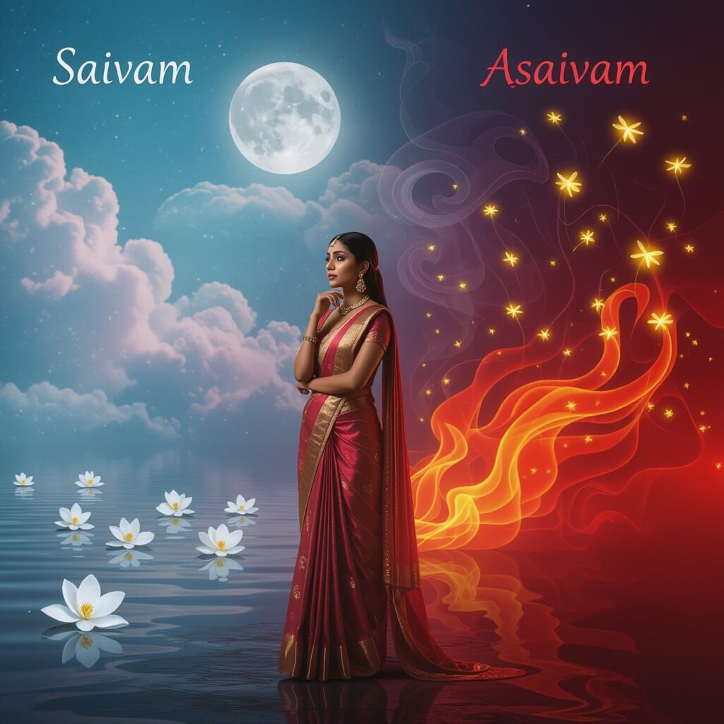 South Asian Woman Between Spiritual and Sensual Love Realms