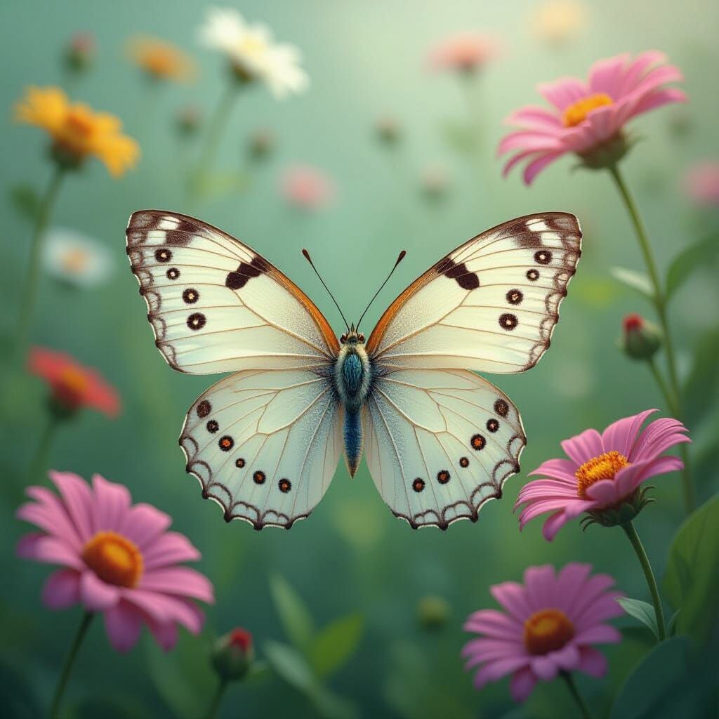 Whimsical Butterfly in Surrealist Garden