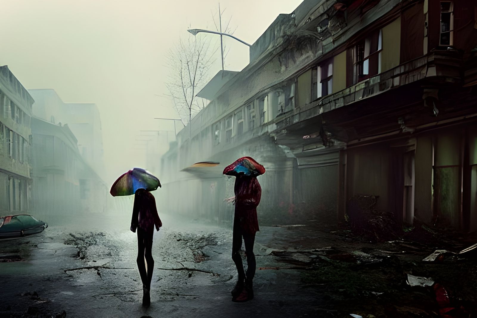 Hyperrealistic Zombies Feast in Abandoned City Street