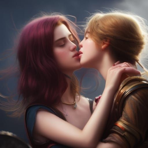 Girls kissing