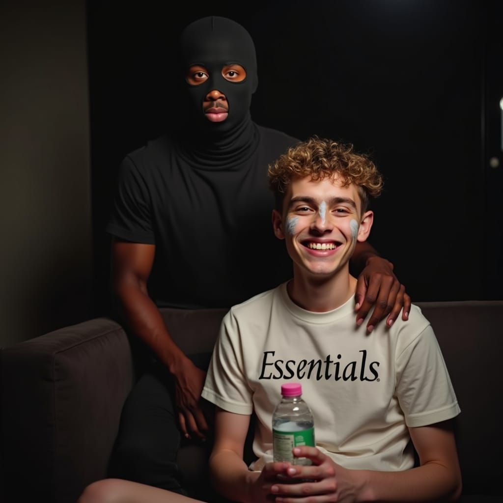 Men in Dark Room with Overheard Light