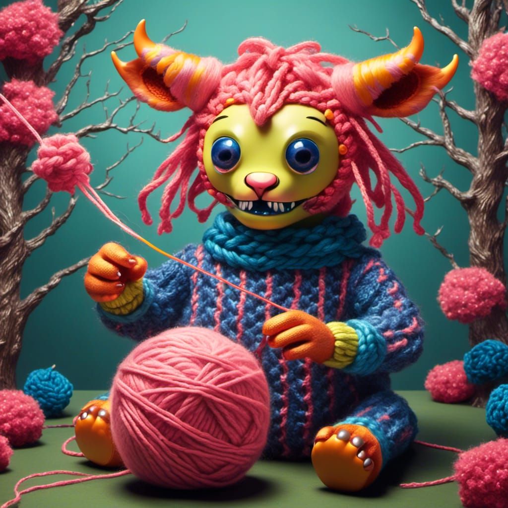 Yarn Monster Knitting: Pop Surrealism Creation