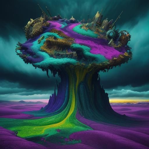 Dreamlike Surrealism with Melted Clocks and Golden Tones