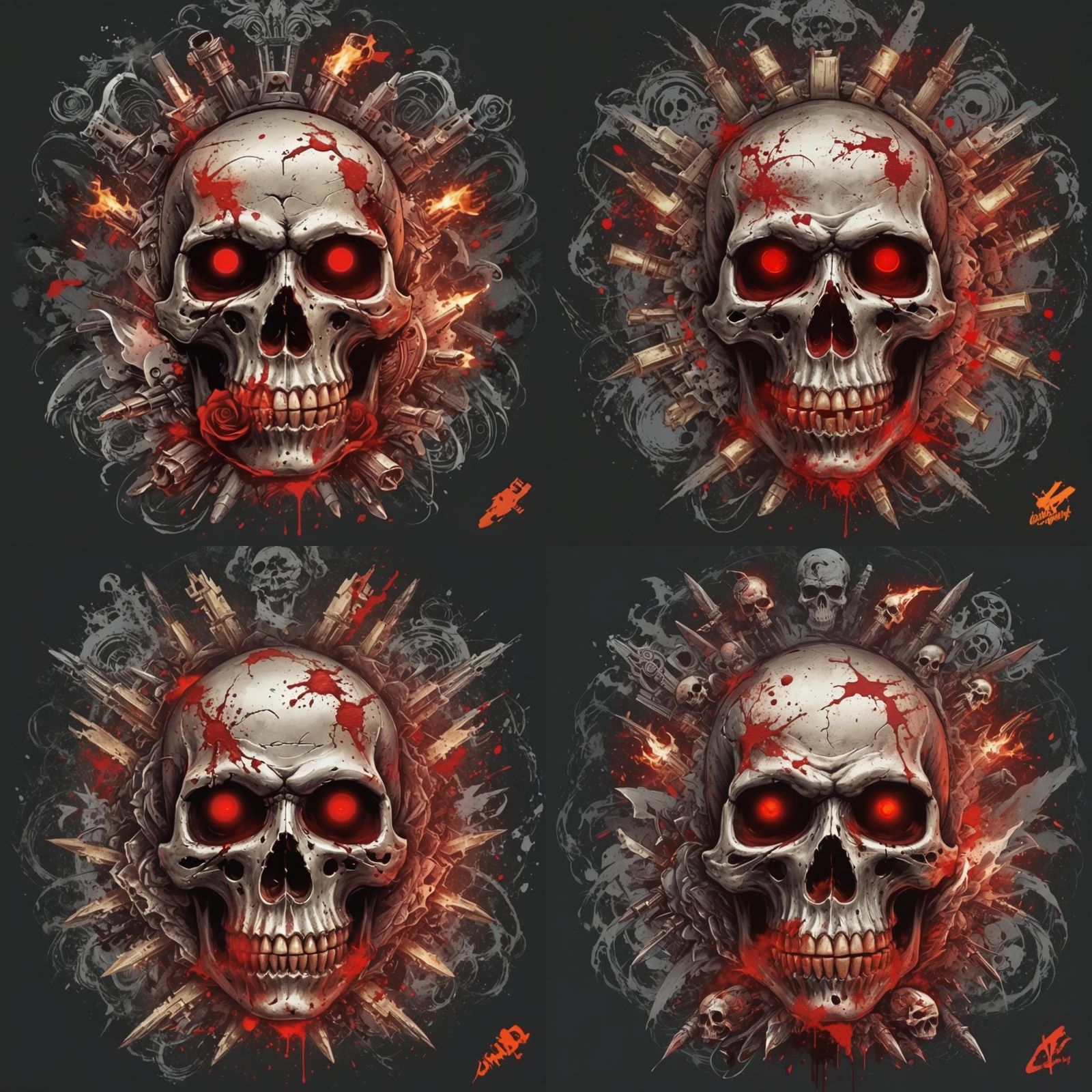 Aggressive Skull Design for T-Shirt