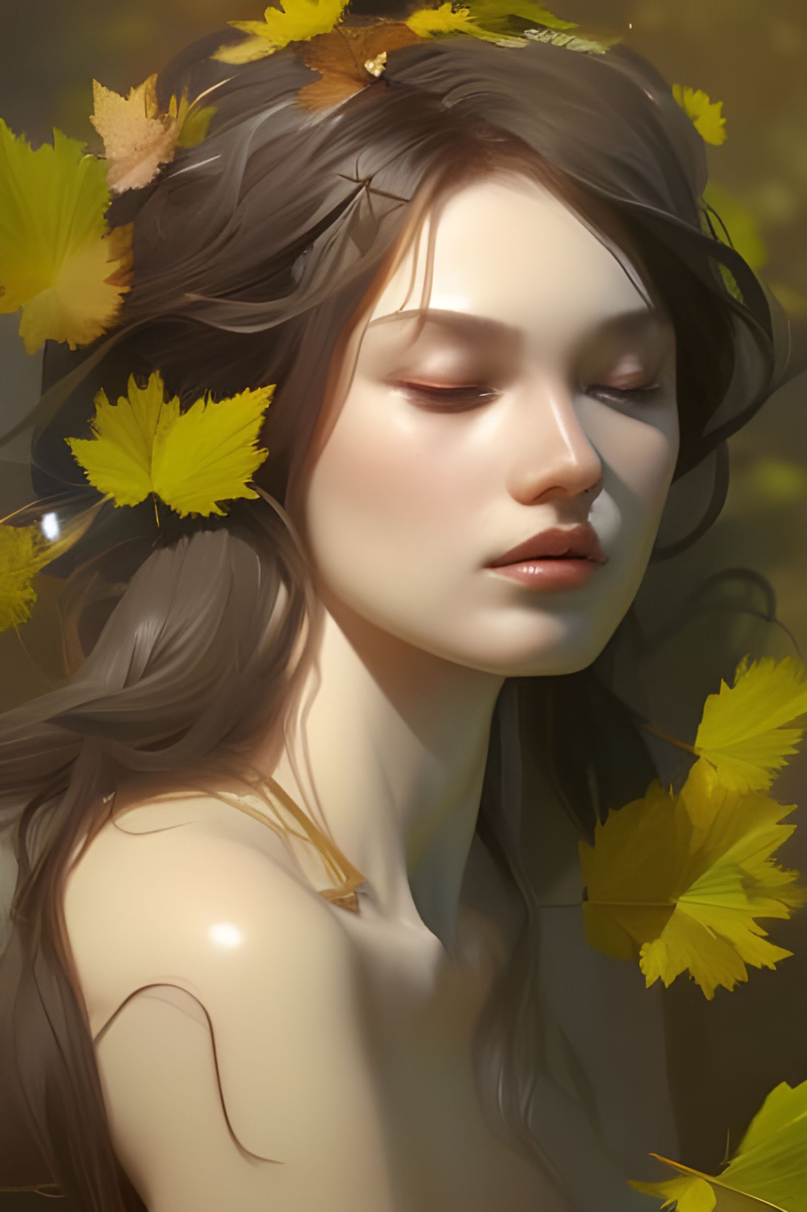 Luminous Forest Spirit Portrait in Digital Art Style