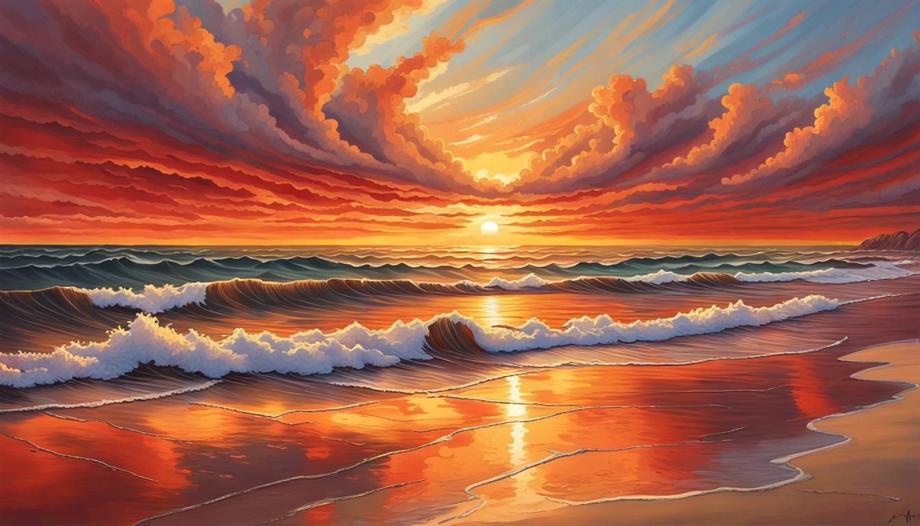 Golden Sunset Over a Tranquil Beach