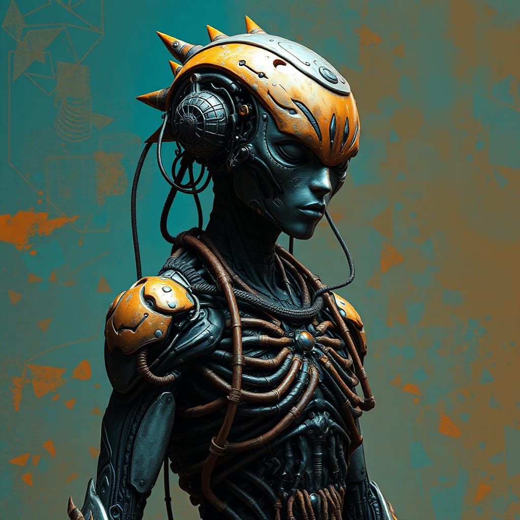 Detailed Cybernetic Humanoid Concept Art