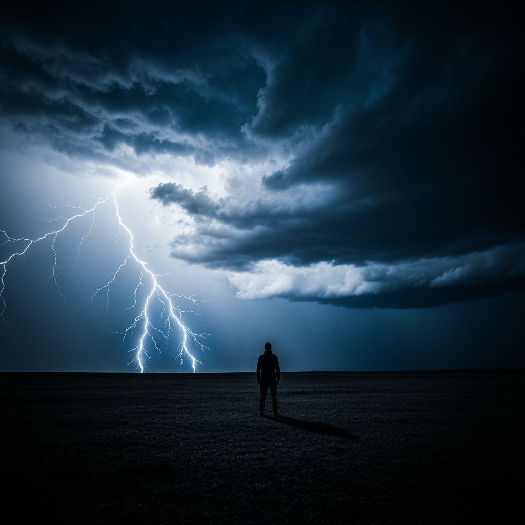 Solitary Figure in Stormy Landscape, Turner & Caravaggio Sty...