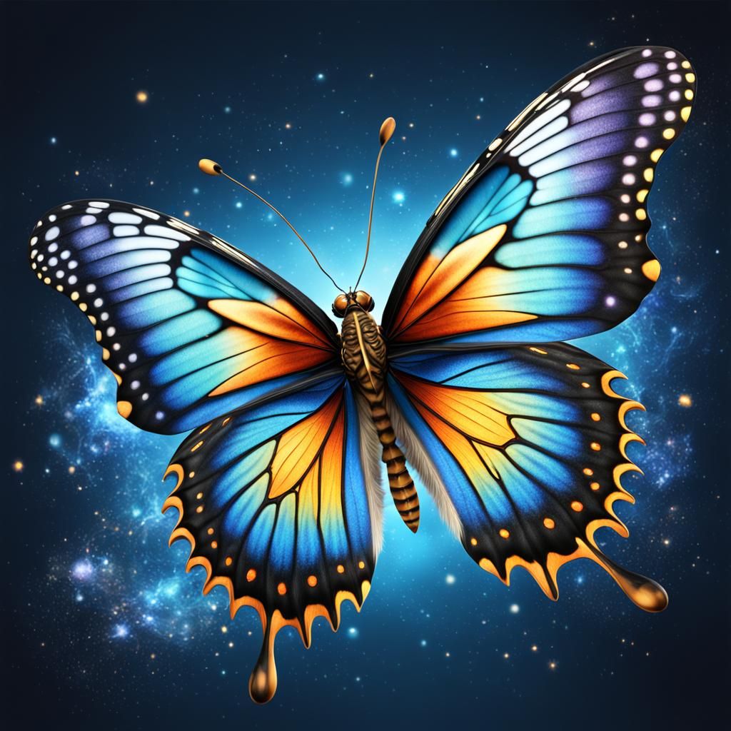 Cosmic Crystal Butterfly Digital Art in 8K
