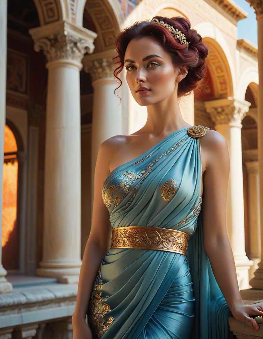 Classical Roman Goddess in Warm Golden Light