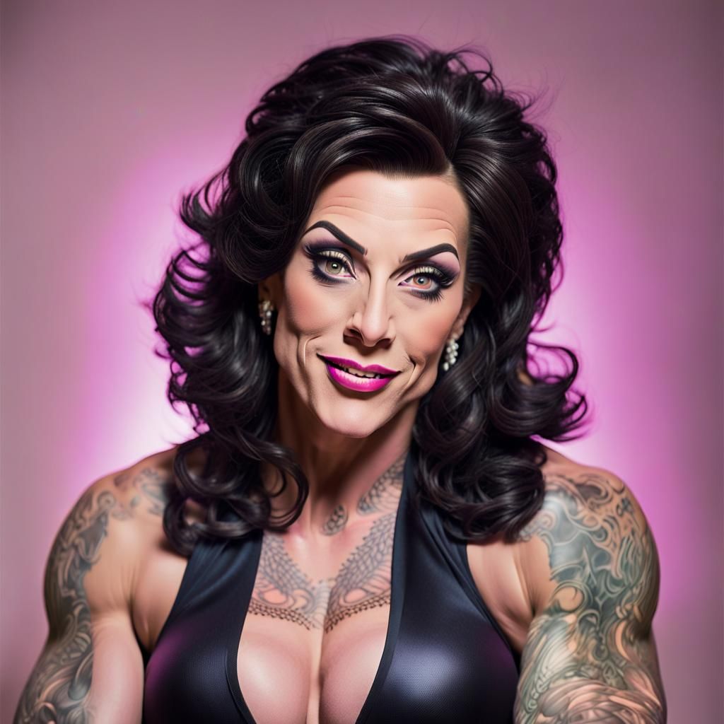 Beautiful Androgynous Bodybuilder Portrait in Luxury Mansion