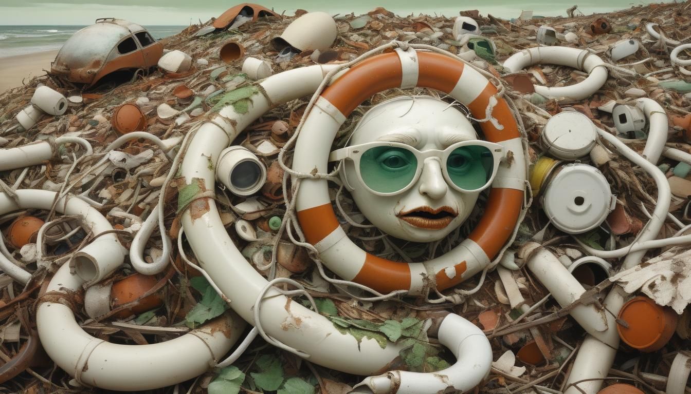 Surreal Albino Creature on Dystopian Beach