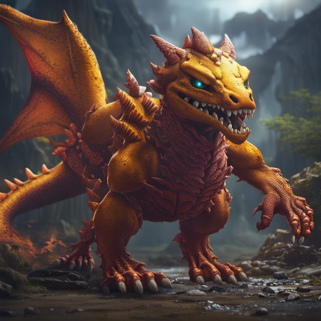 Detailed Demon Agumon Digital Painting