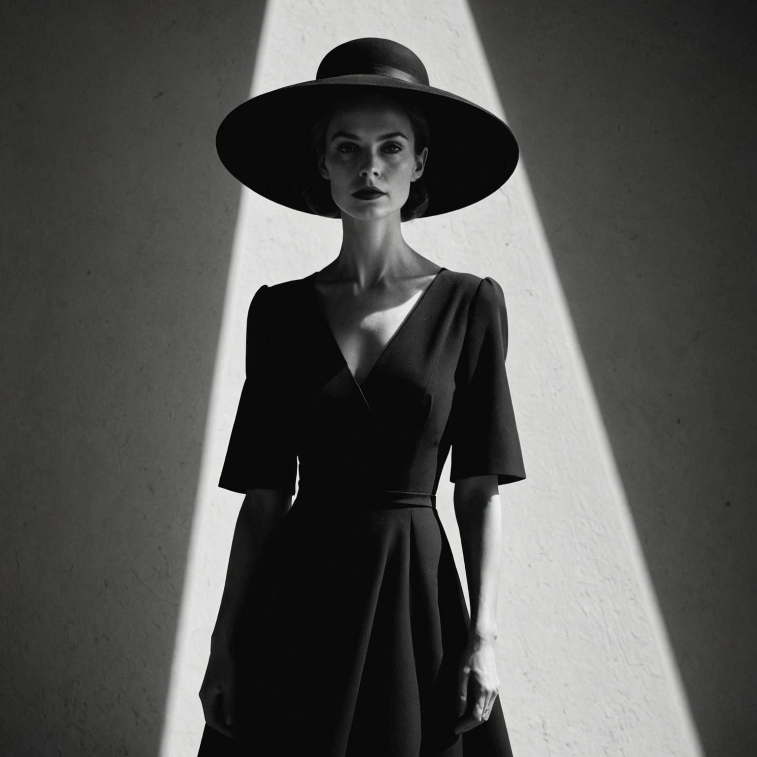 Woman in Black Dress with Negative Space