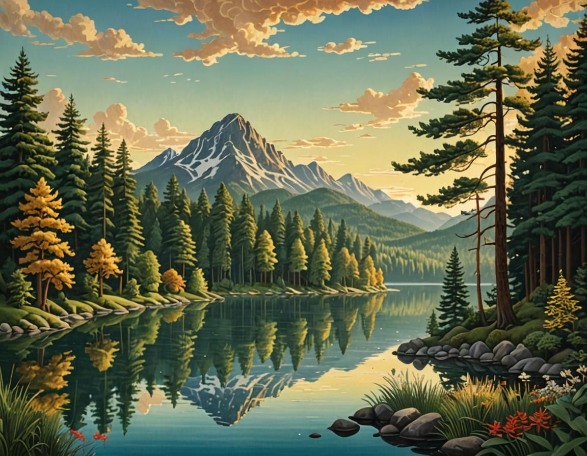 Crystal Lake Reflection: A Digital Matte Painting