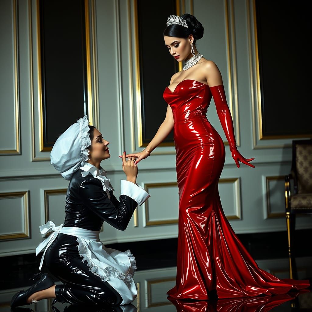 French Maid and Mistress in Retrofuturistic Style