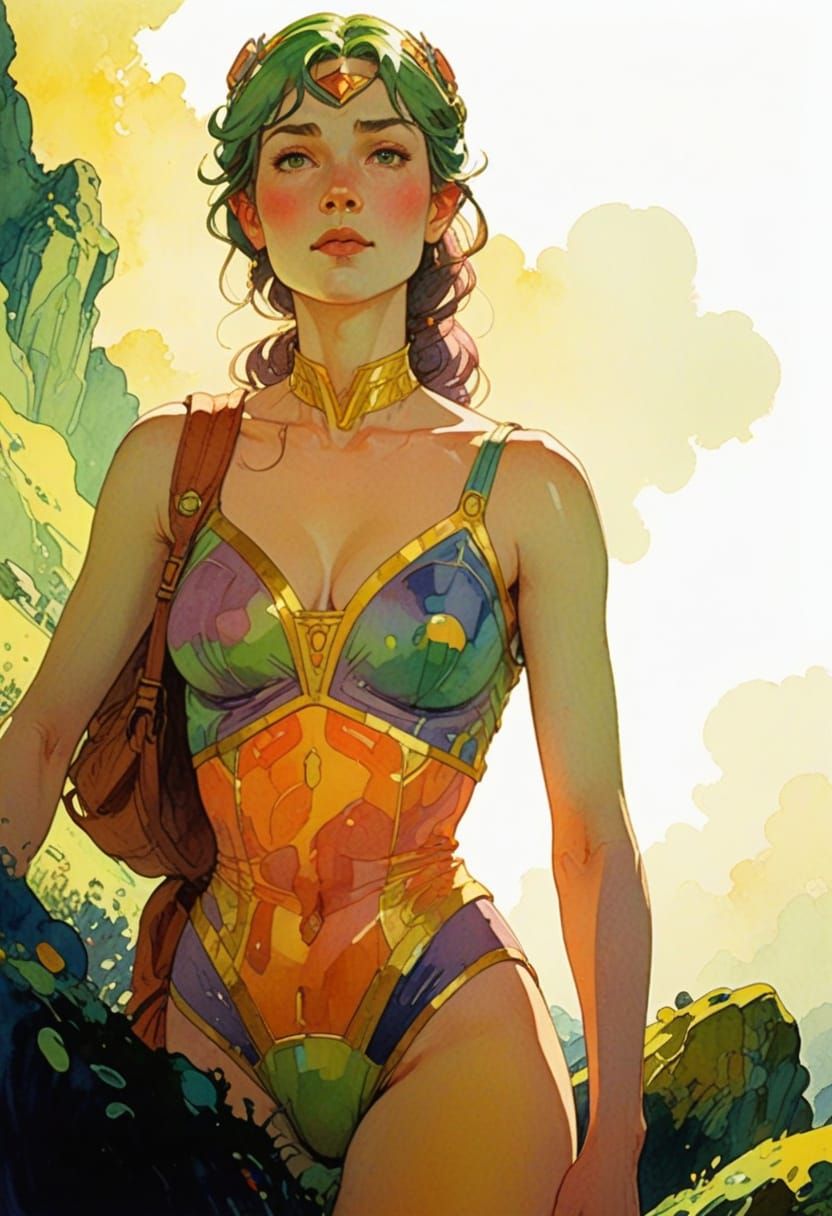 Space Princess in Retro Comic Style with Vibrant Colors