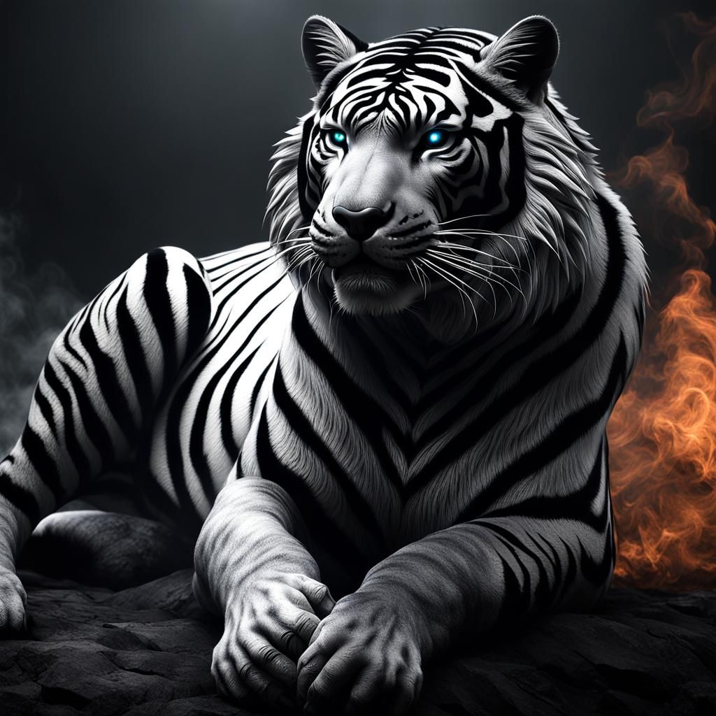 Gothic Noir Dire Tiger in Dark Surrealism