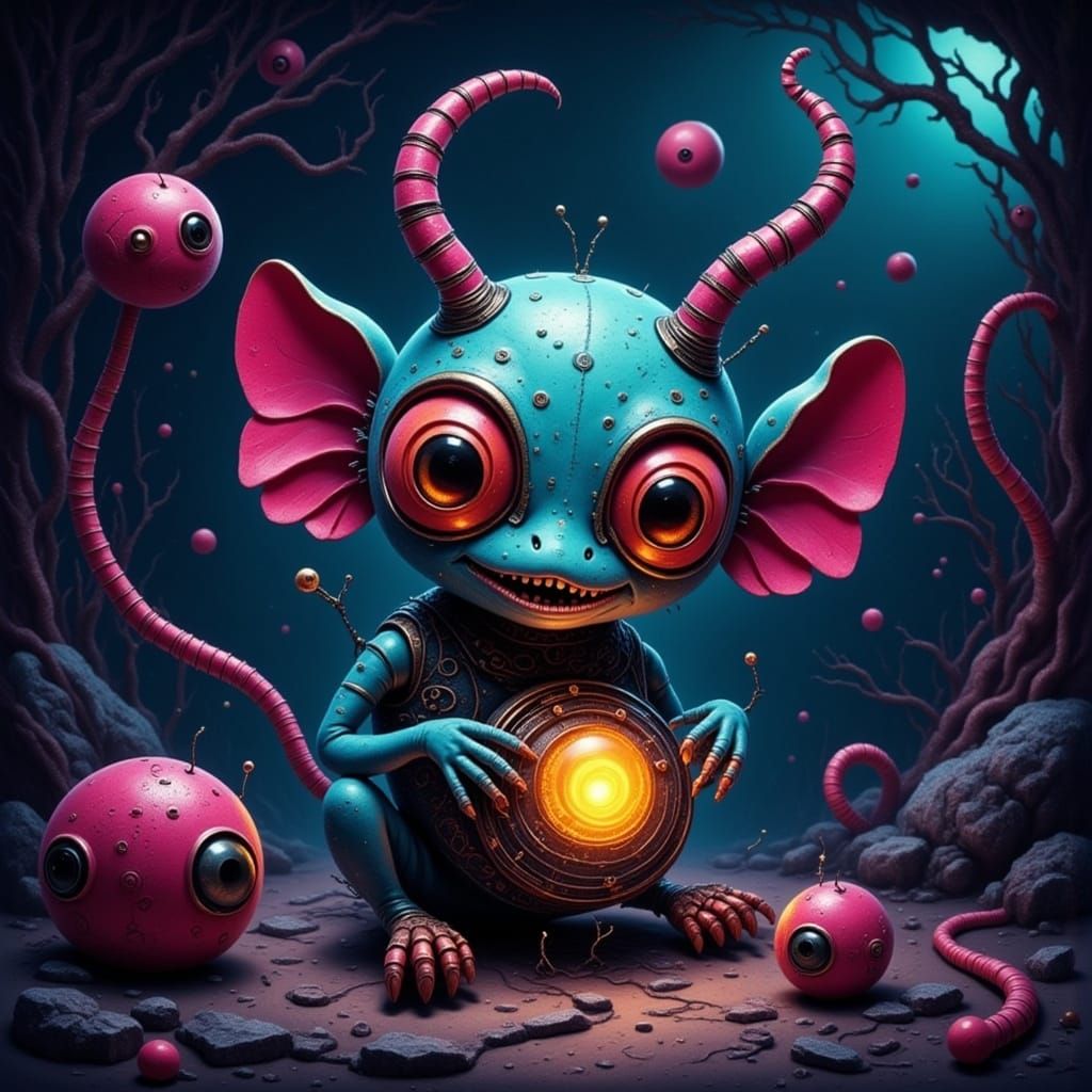 Alien Creature Powers Up in Futuristic Chamber with Glowing ...