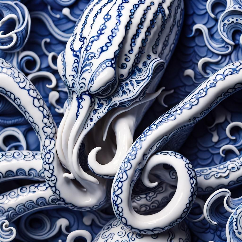 Fine Bone China Kraken of the Deep Sea