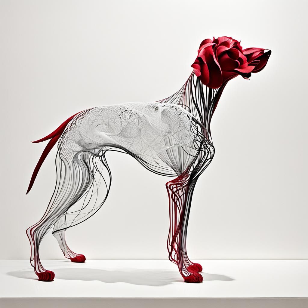 Abstract Bird Silhouette with Carnation, Soft Haze Style