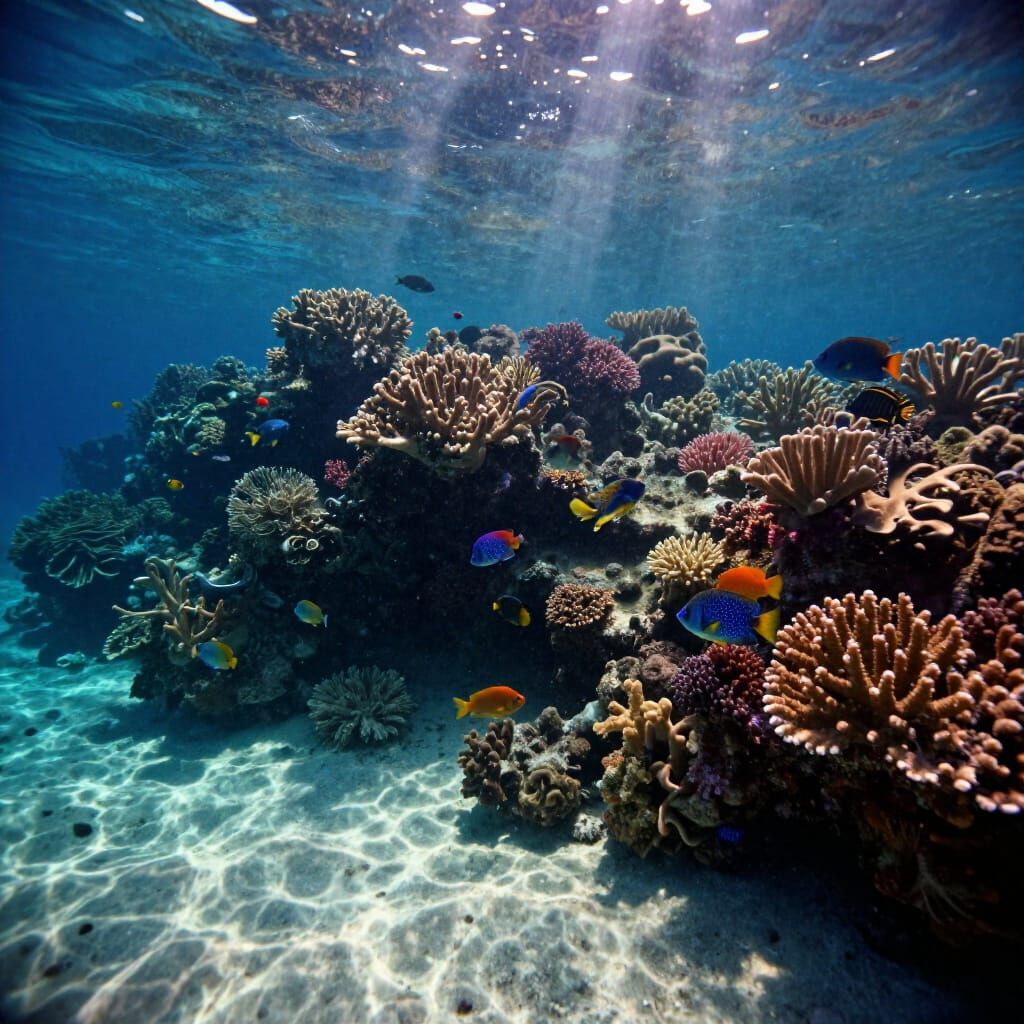 Bioluminescent Coral Reef Teeming with Life