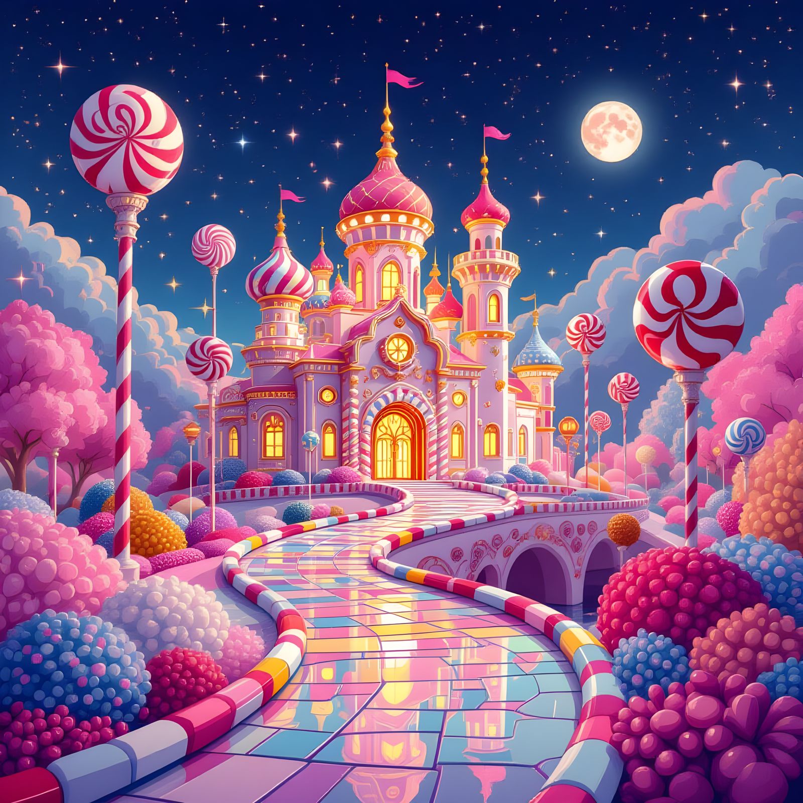 Whimsical Candyland Art With Ornate, Sparkling Details