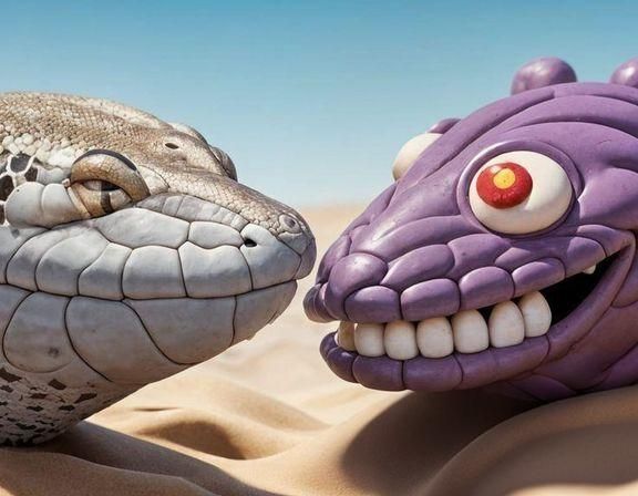 Sand Boa and Play-Doh Snake Staring Contest