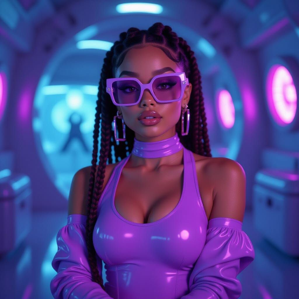 Futuristic Moon Haribo Posing in Neon Betaverse, Sci-Fi Funk...